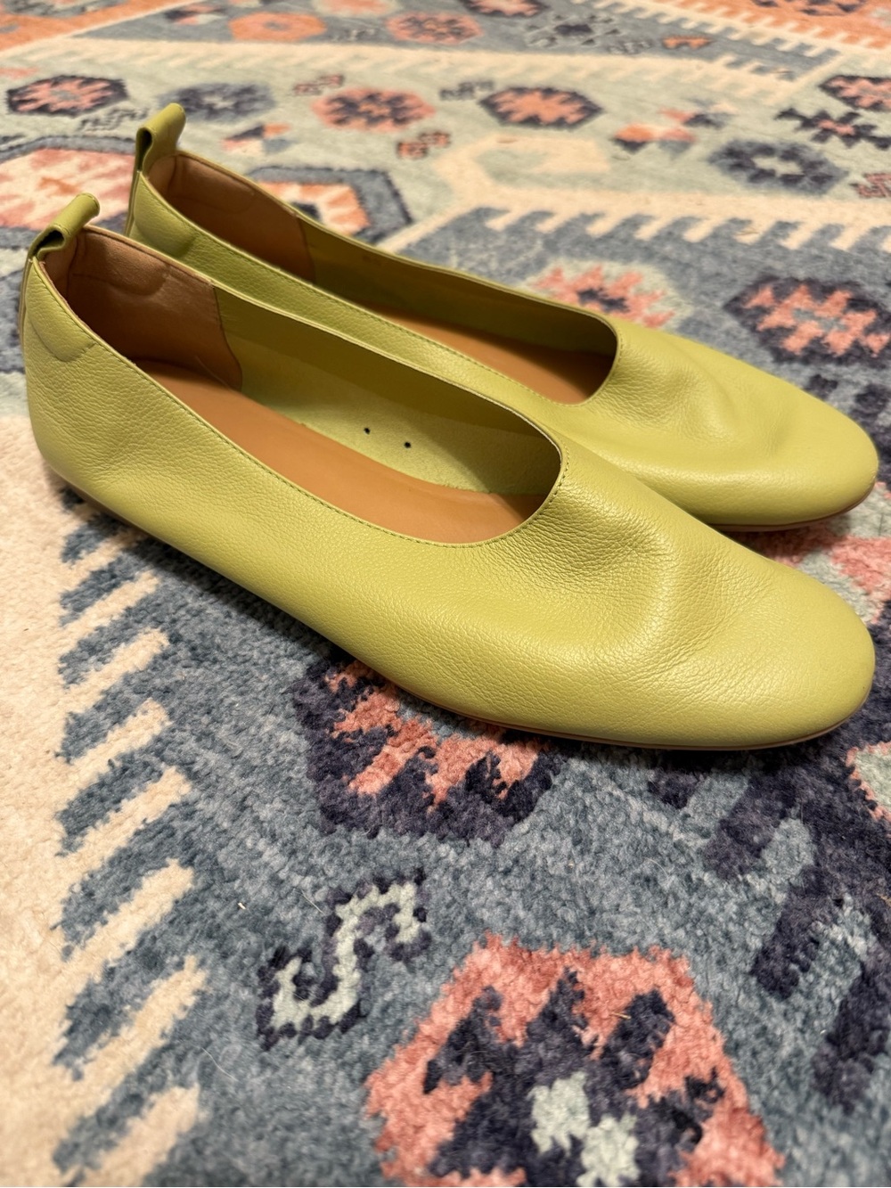 Everlane Yellow-Green Leather Ballet Flats